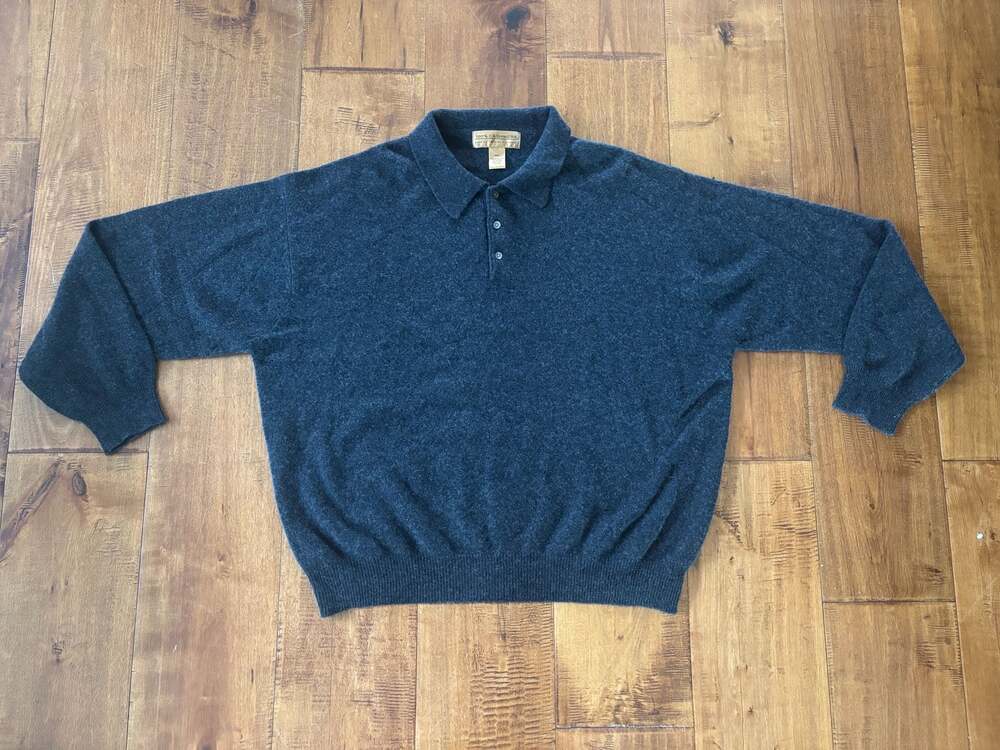 Unbranded Men's 100% Cashmere Long Sleeve Polo Sweater Dark Gray Size XXL